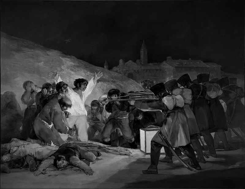 El Templo de Debod. Cuadro de Francisco de Goya de los Fusilamientos del Tres de Mayo.